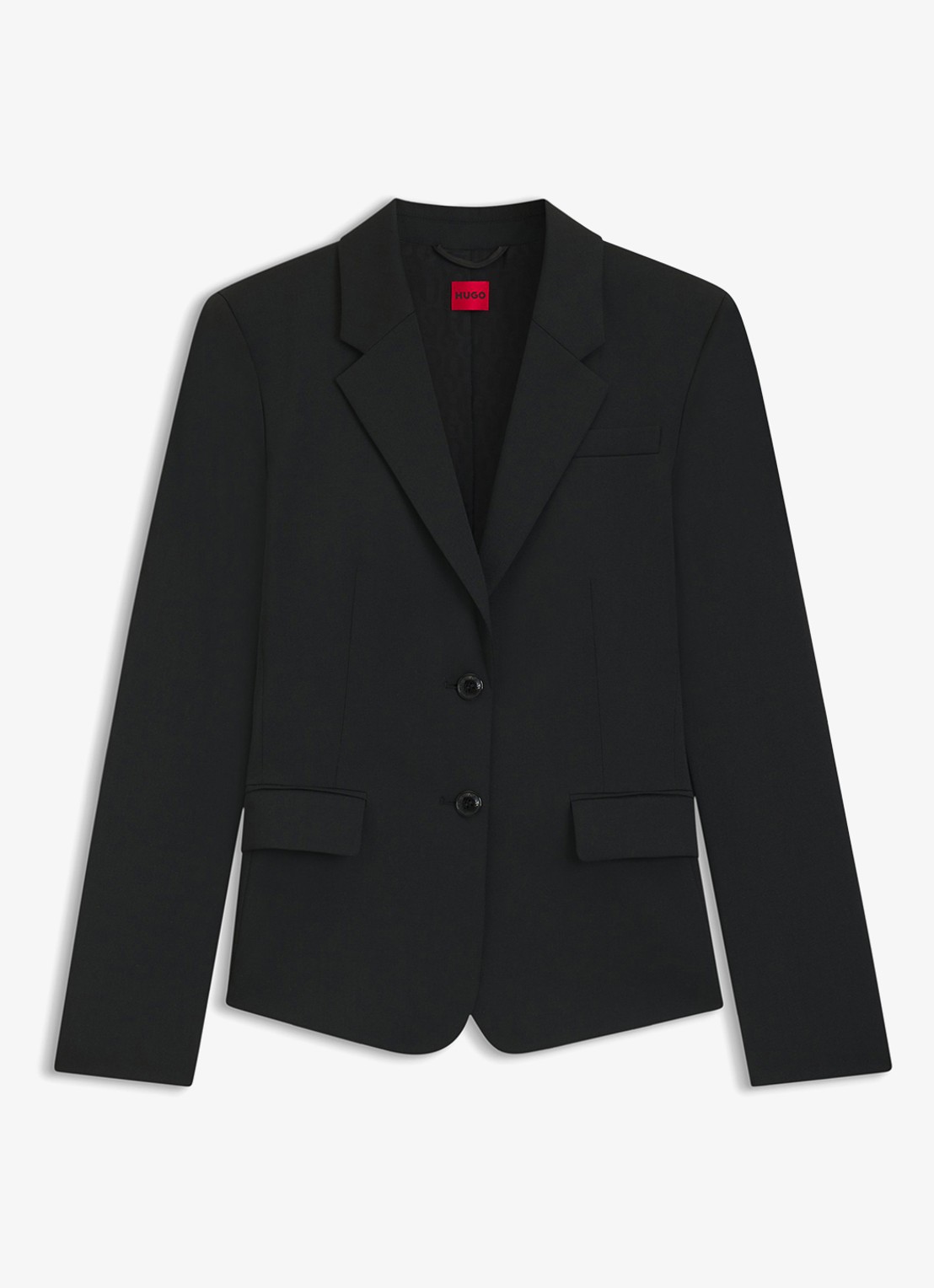 HUGO Aredana blazer in wolblend met schoudervulling - voorkant 2 zwart