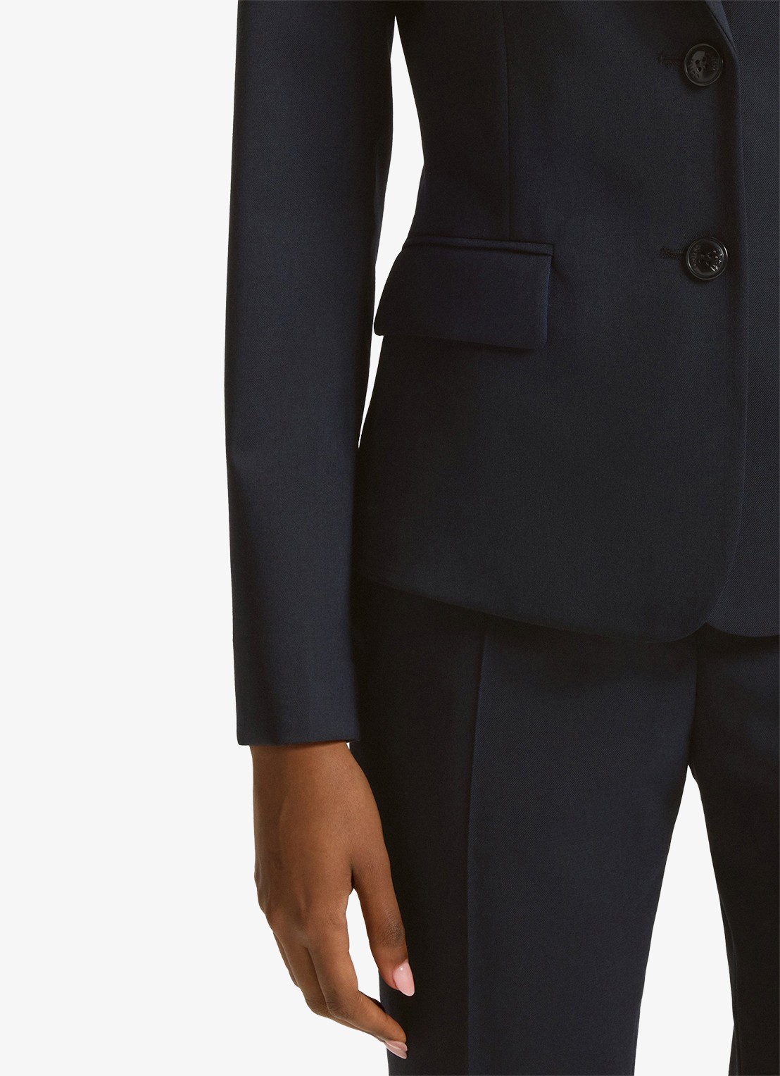 HUGO Aredana blazer in wolblend met schoudervulling - detail 3 donkerblauw