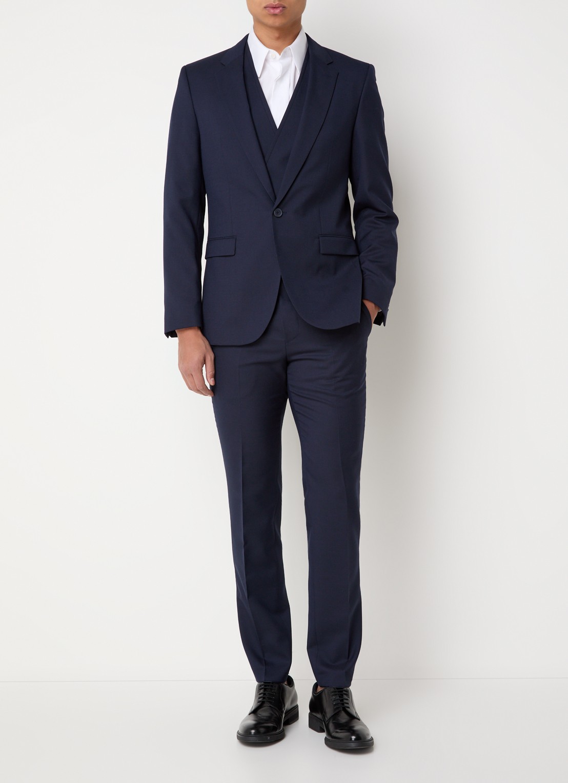 HUGO Arti/Hesten slim fit 3-delig pak in scheerwolblend - detail 6 donkerblauw