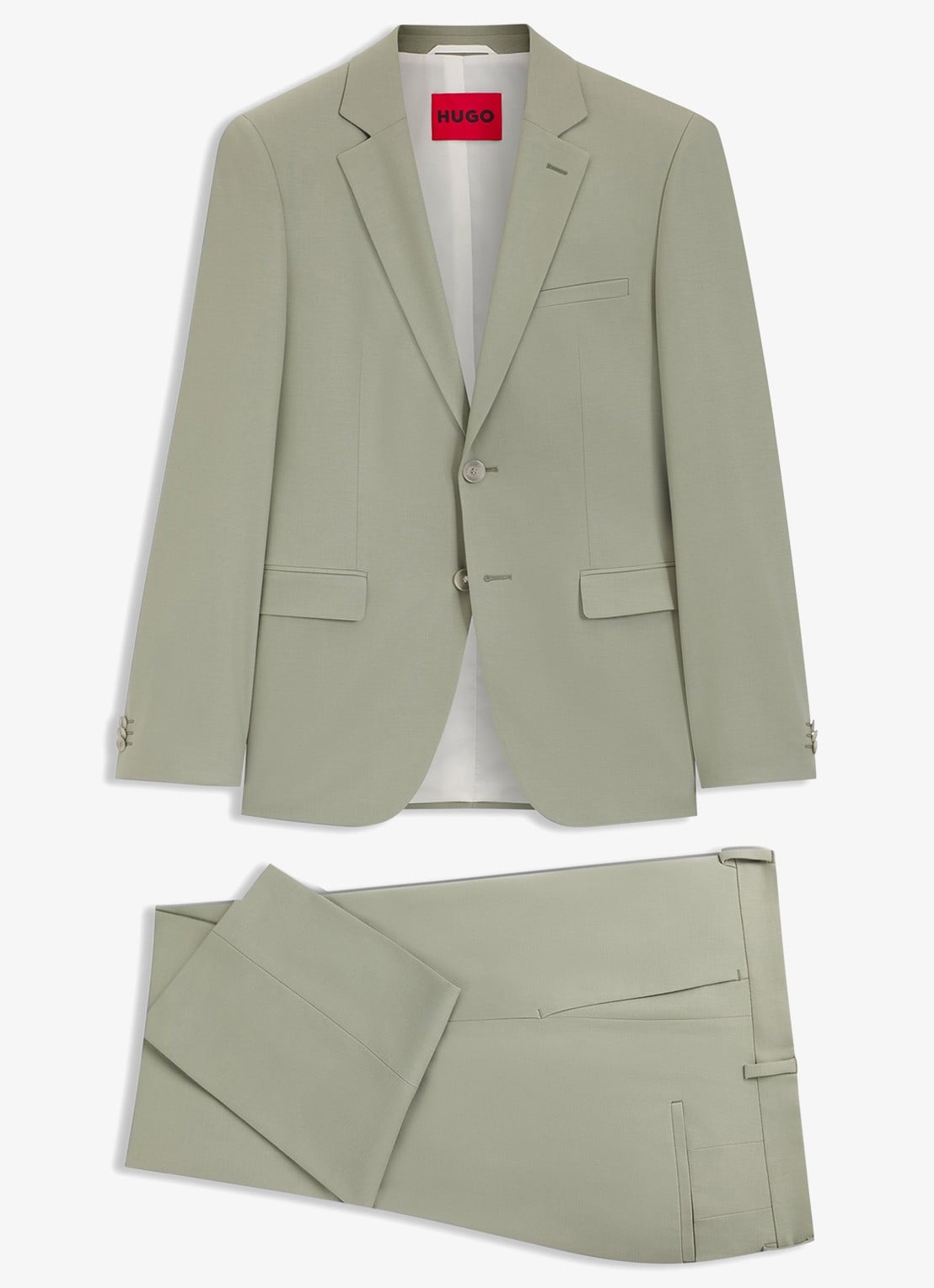 HUGO Arti-Hesten253X slim fit 2-delig pak in wolblend - voorkant 7 light/pastel green-337 / groen