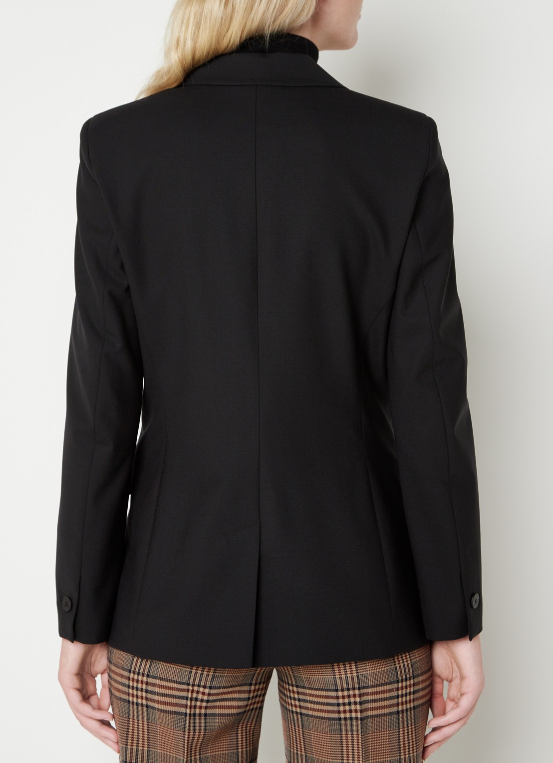 HUGO Atana blazer in wolblend met klepzakken - achterkant 3 zwart