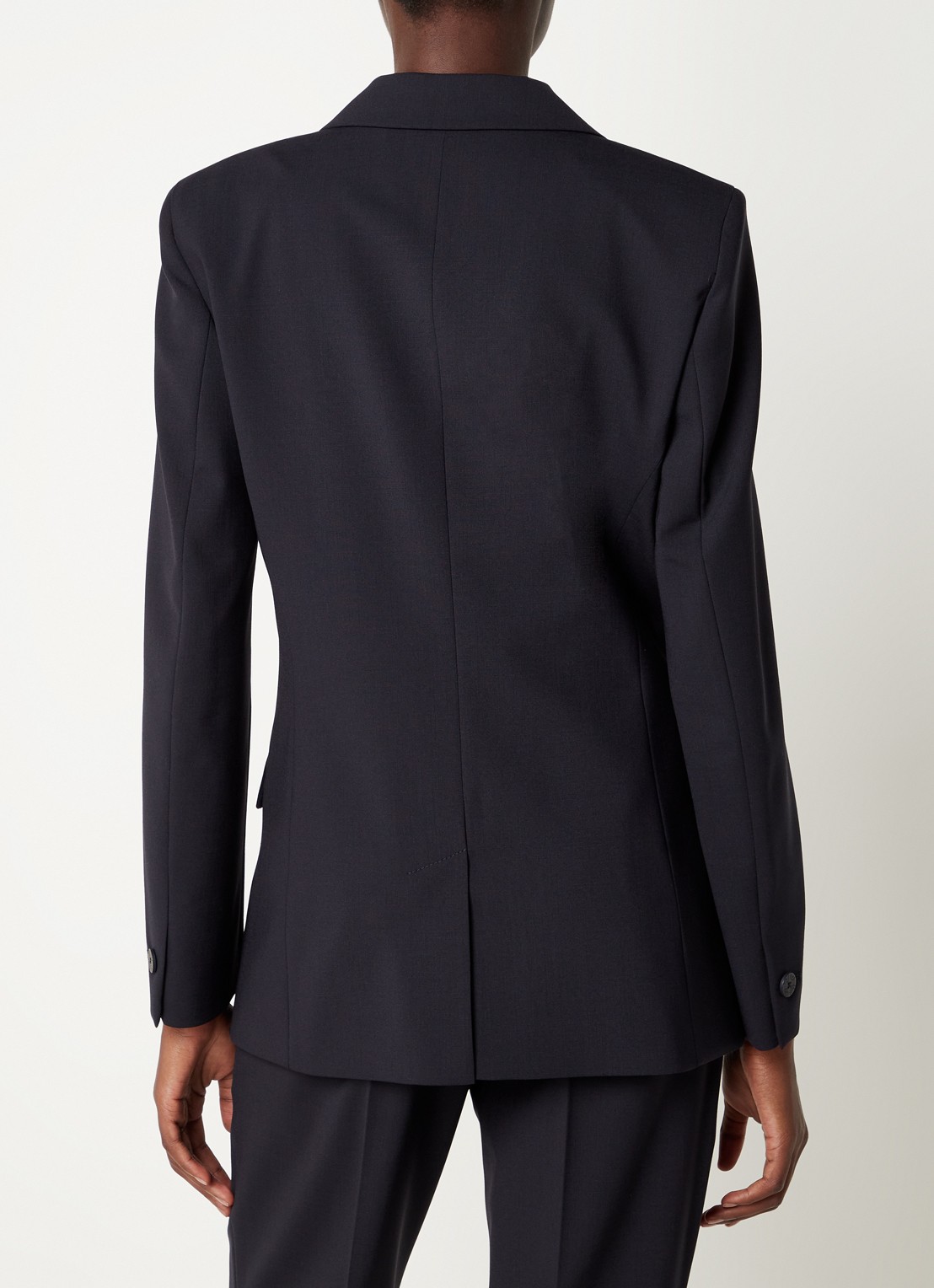 HUGO Atana blazer in wolblend met klepzakken - achterkant donkerblauw