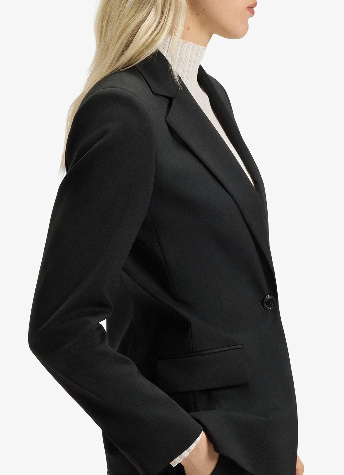 HUGO Atana blazer in wolblend met klepzakken - detail 2 zwart