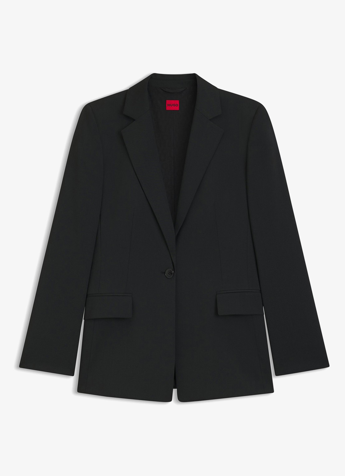 HUGO Atana blazer in wolblend met klepzakken - voorkant 4 zwart