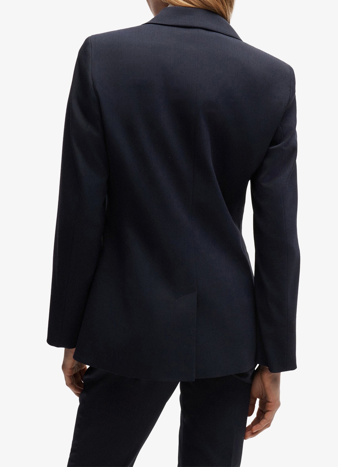 HUGO Atana blazer in wolblend met klepzakken - achterkant 3 donkerblauw
