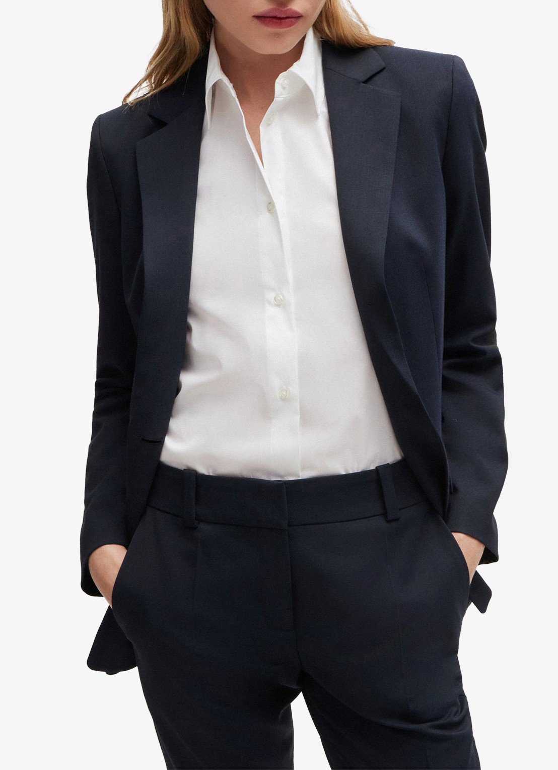 HUGO Atana blazer in wolblend met klepzakken - detail 4 donkerblauw