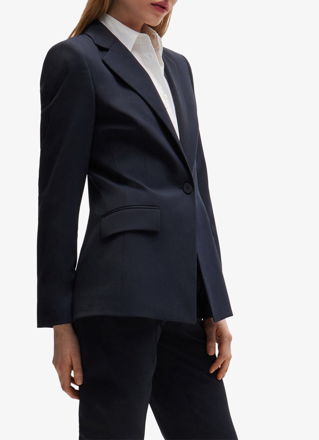 HUGO Atana blazer in wolblend met klepzakken - detail 6 donkerblauw
