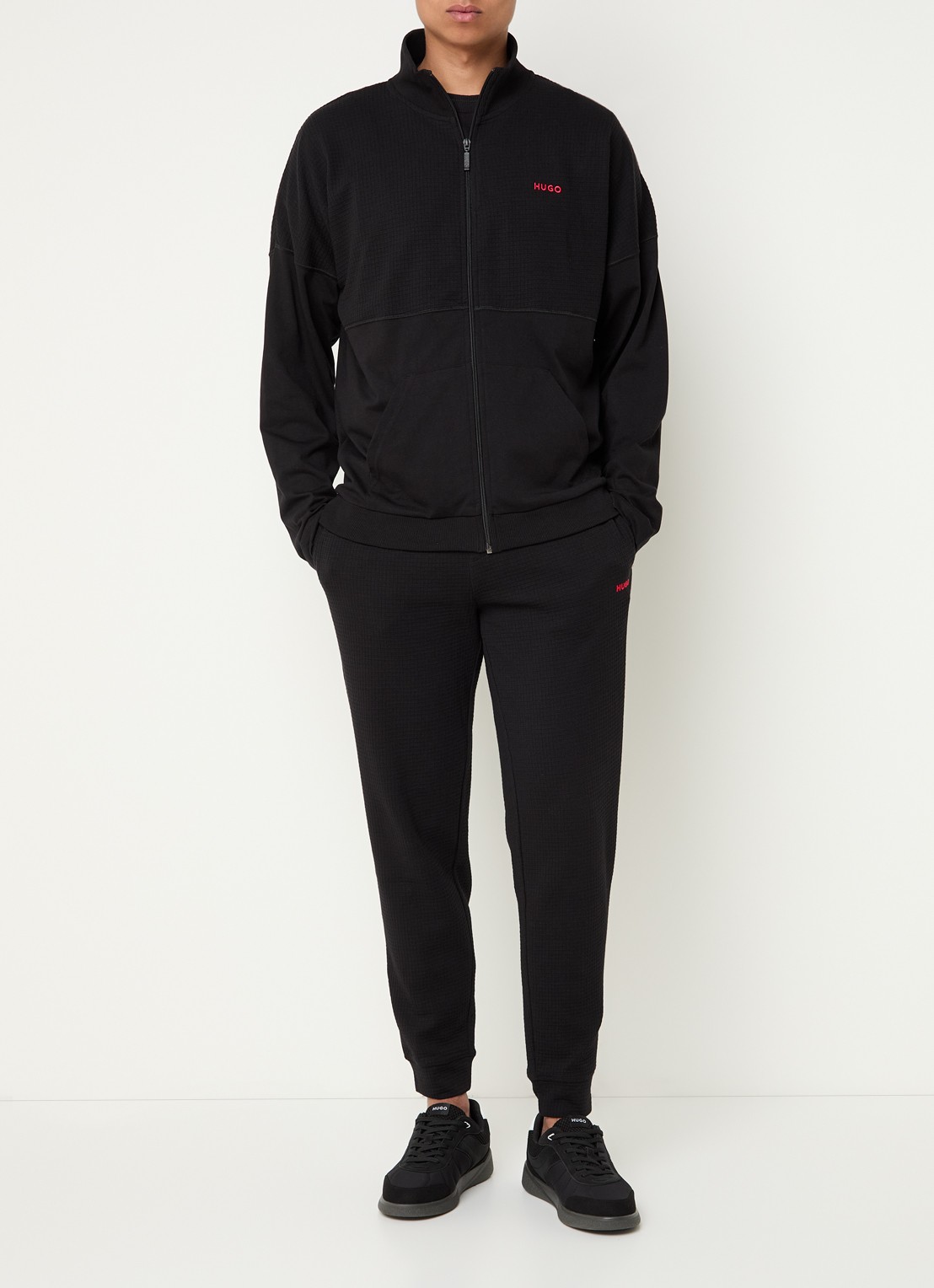 HUGO Austin pyjamabroek met steekzakken - voorkant 5 zwart
