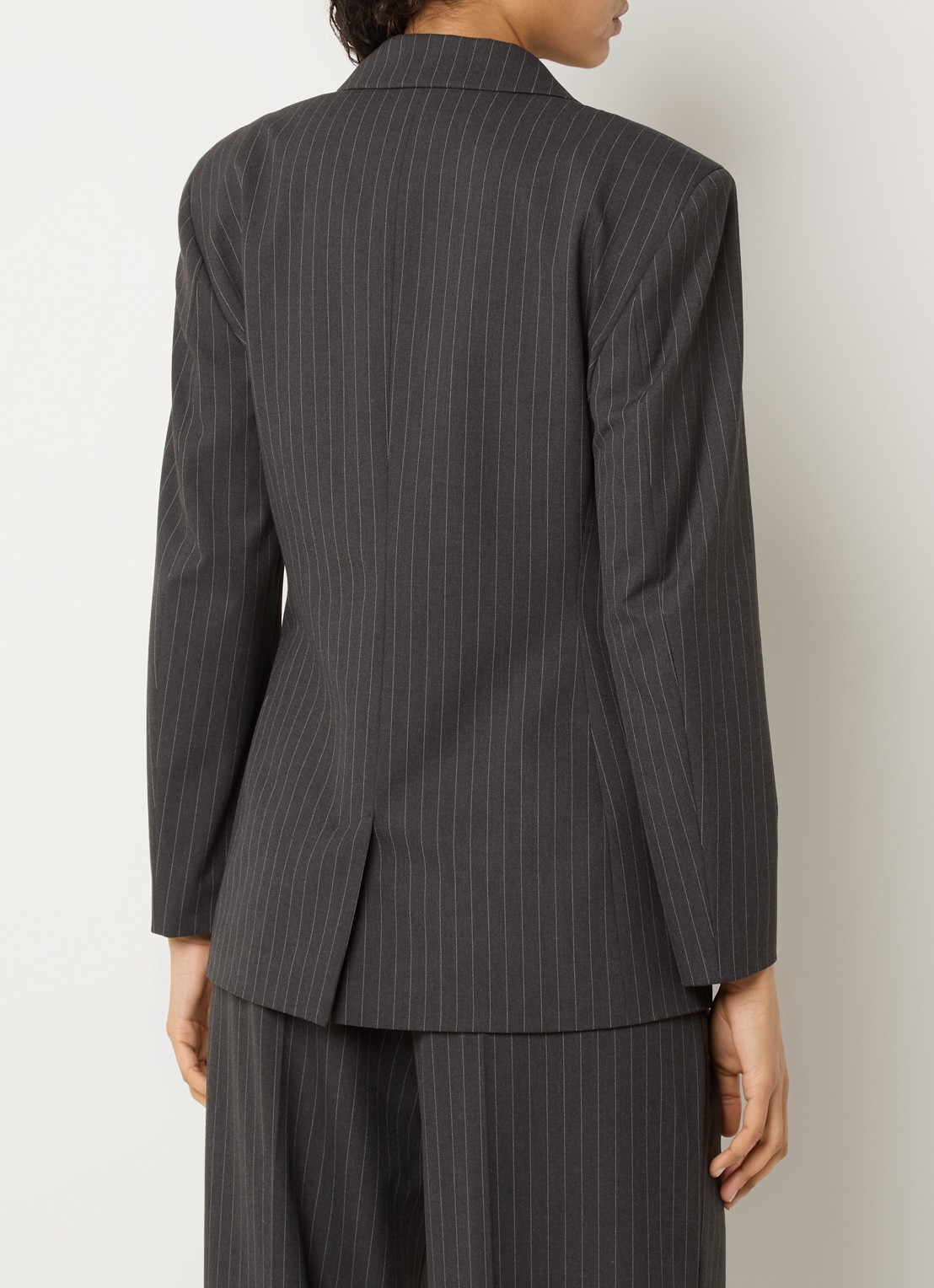 HUGO Azenia double-breasted blazer met krijtstreep - achterkant antraciet