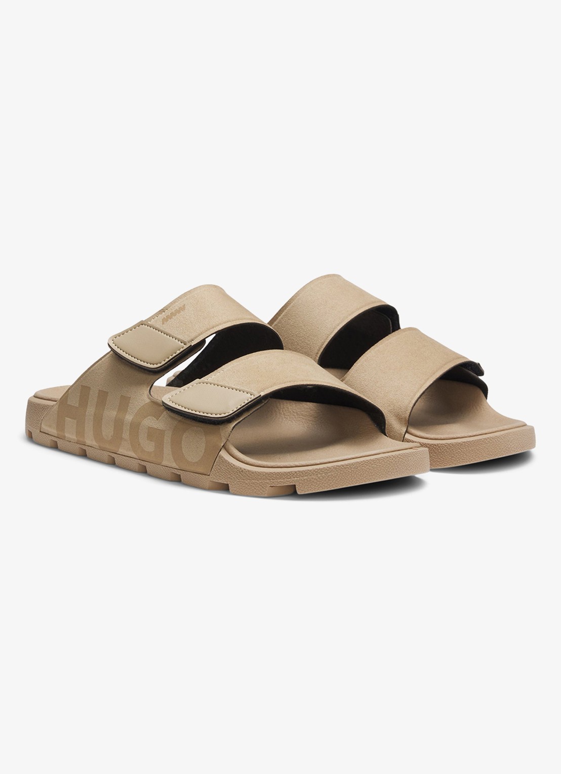 HUGO Badslipper met logo - voorkant 5 beige