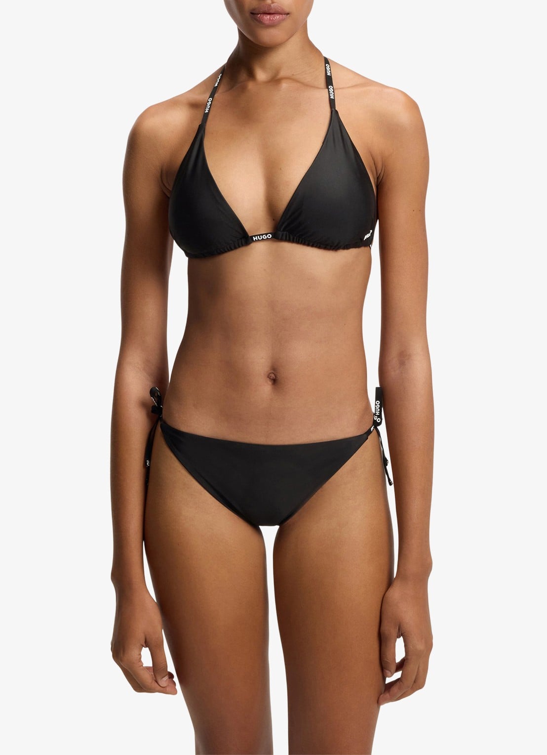 HUGO Bikinislip met logobandjes - voorkant 2 zwart