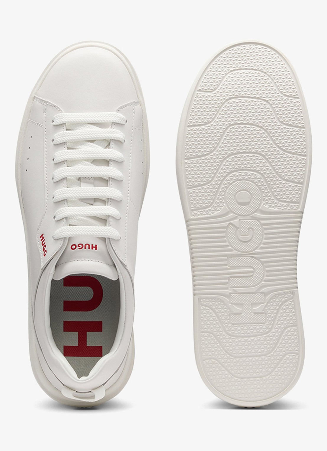 HUGO Blake sneaker van leer  - detail 4 gebroken wit