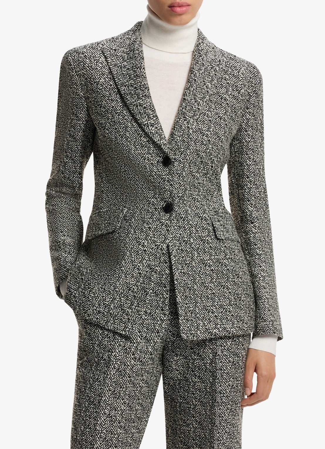 HUGO Blazer met visgraat dessin - detail 4 open miscellaneous-968 / wit