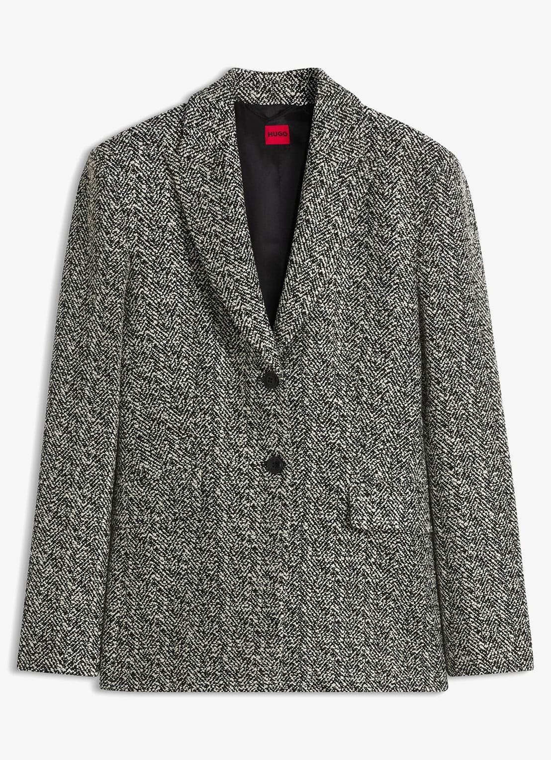 HUGO Blazer met visgraat dessin - voorkant 2 open miscellaneous-968 / wit