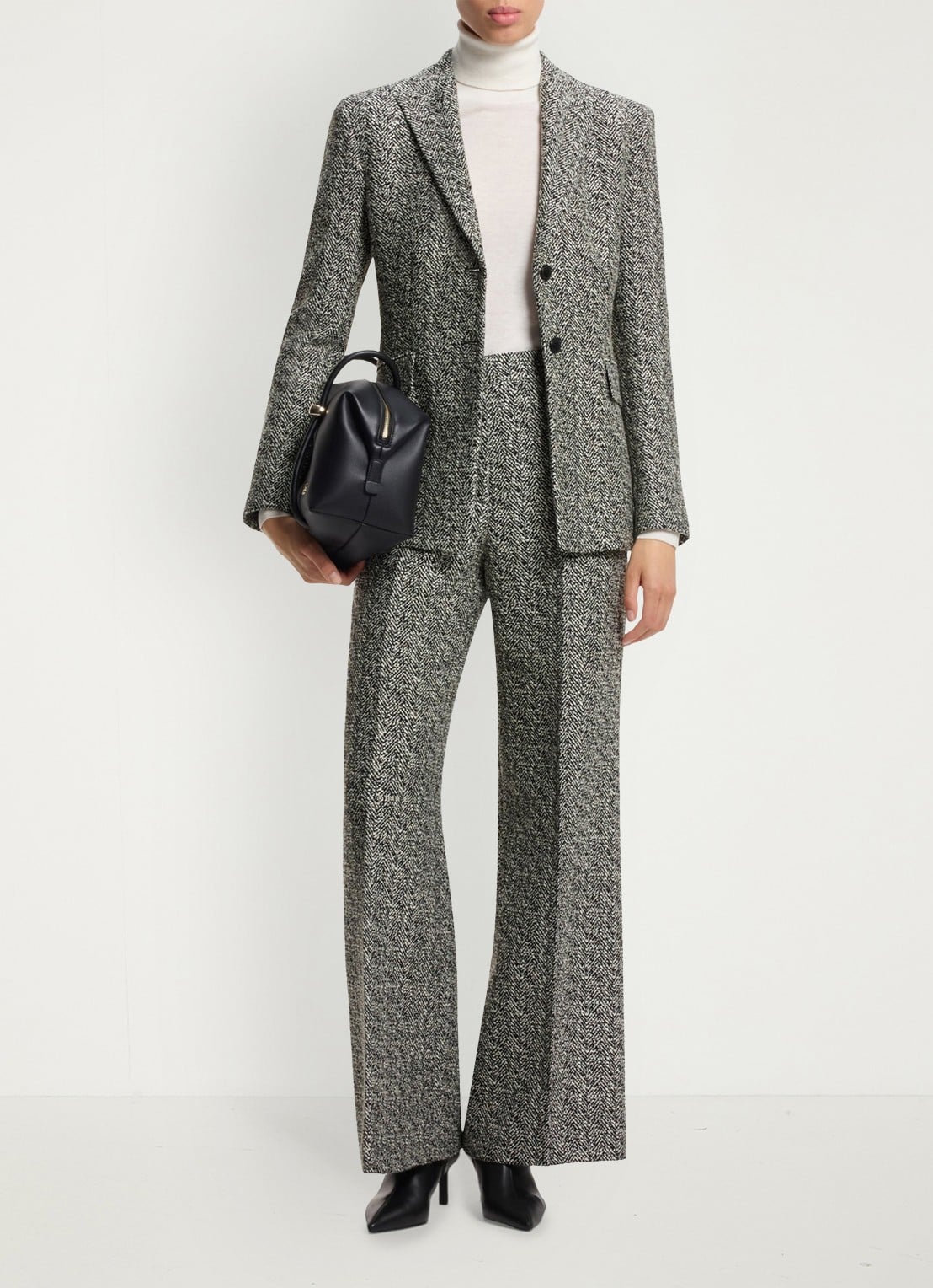 HUGO Blazer met visgraat dessin - voorkant 3 open miscellaneous-968 / wit