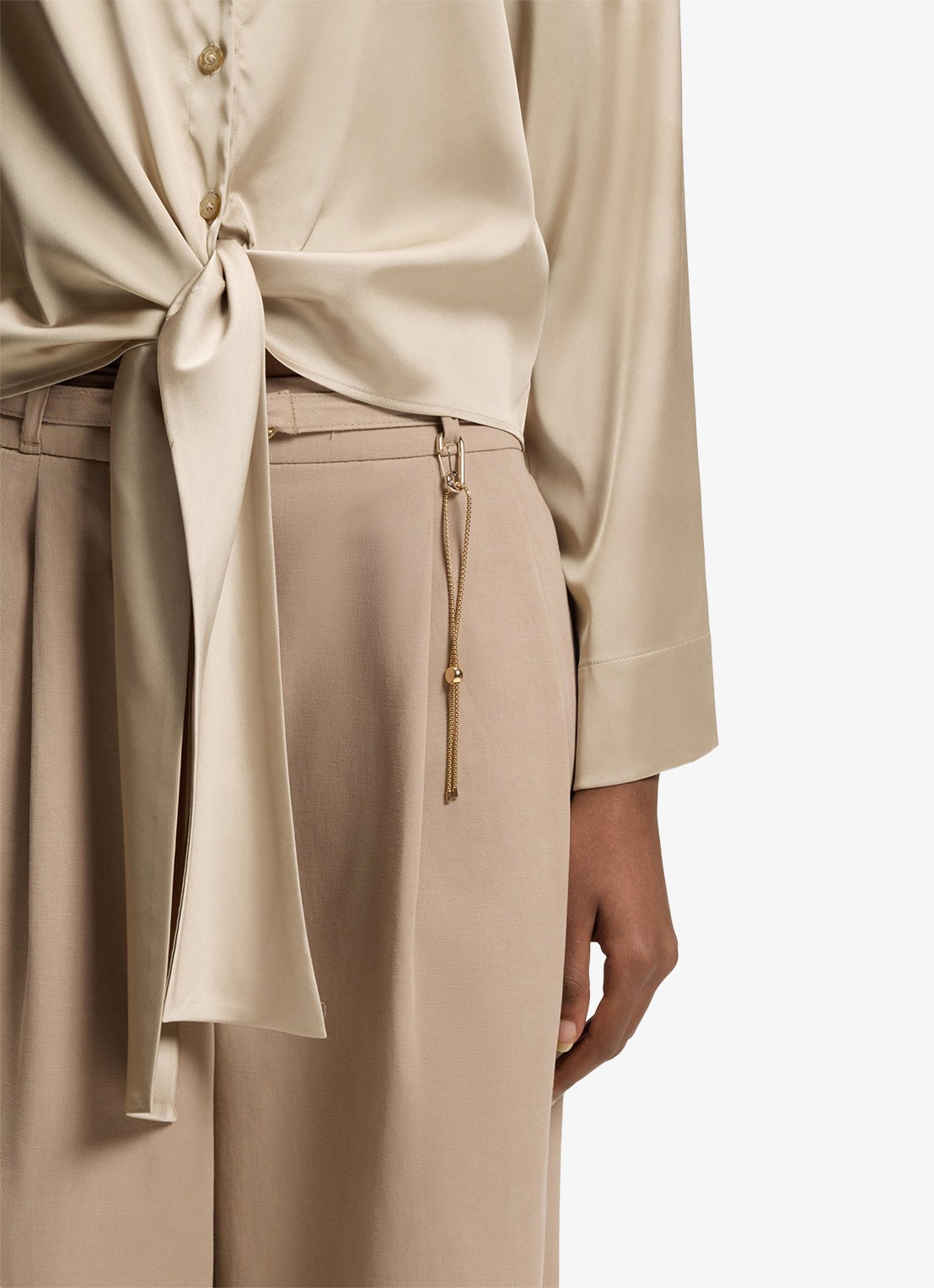 HUGO Blouse met geknoopt detail - detail 3 light/pastel brown-232 / bruin
