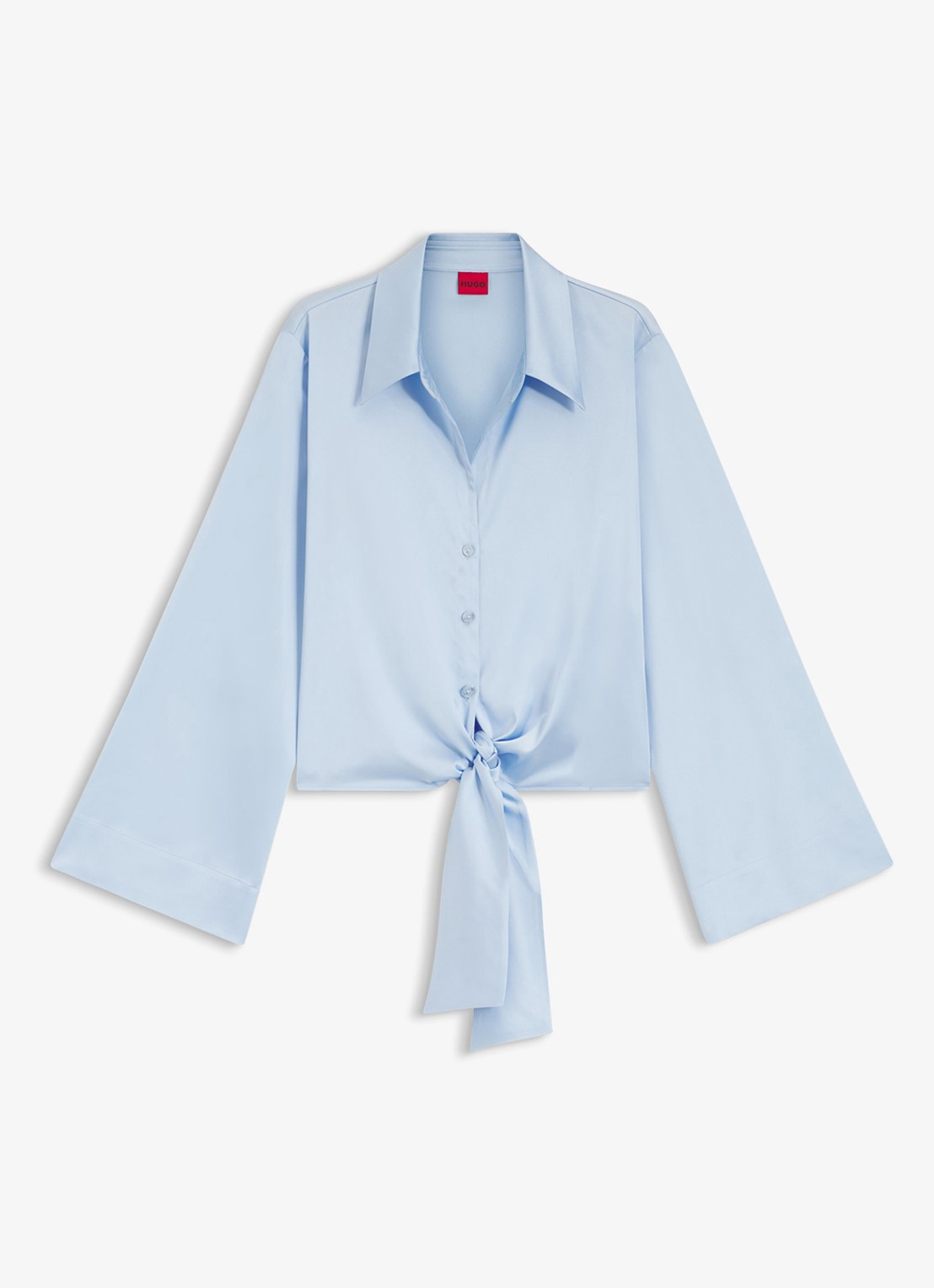 HUGO Blouse met geknoopt detail - voorkant 8 open blue-476 / blauw