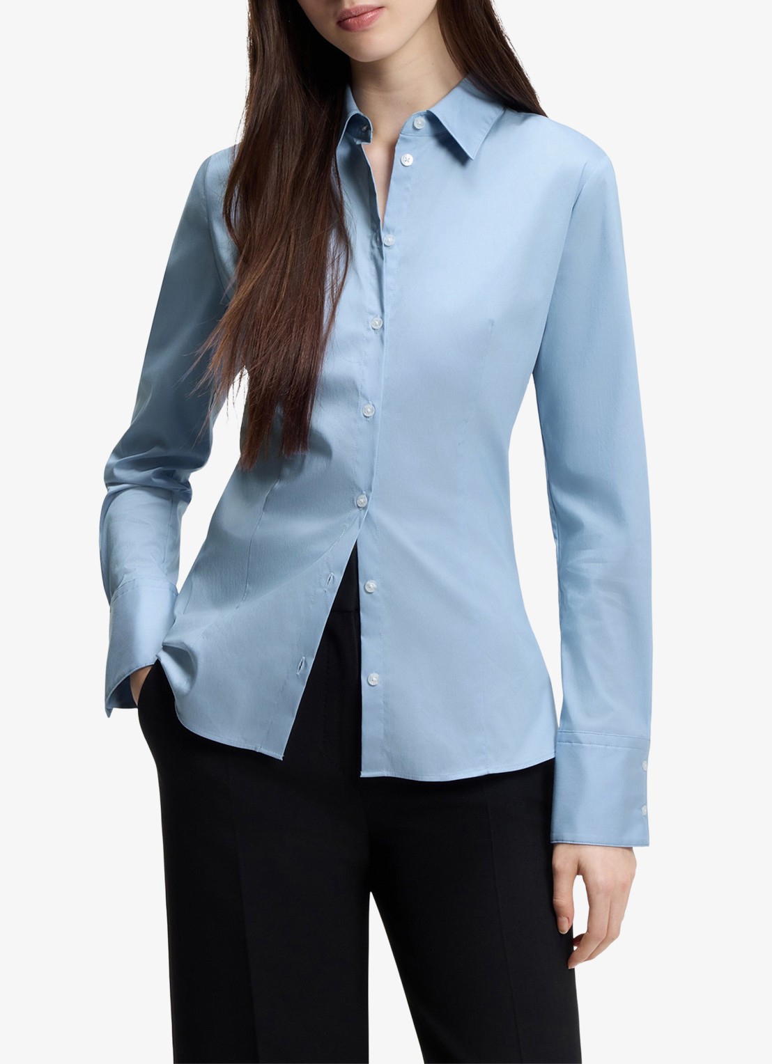 HUGO Blouse met kraag - detail 4 lichtblauw