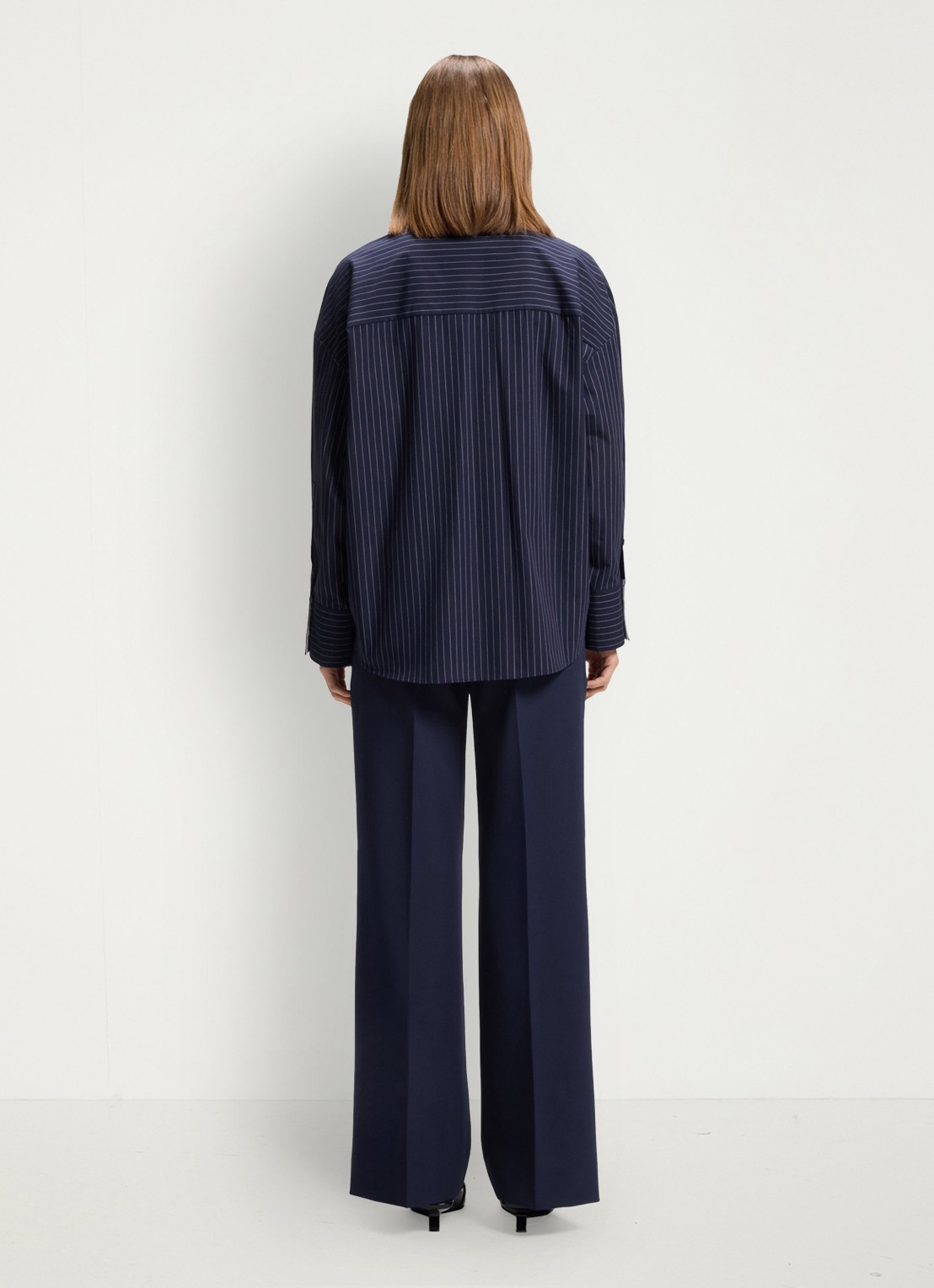 HUGO Blouse met krijtstreep - achterkant 3 donkerblauw