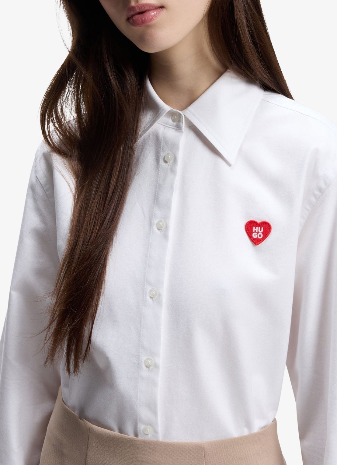 HUGO Blouse met logo - detail 3 wit