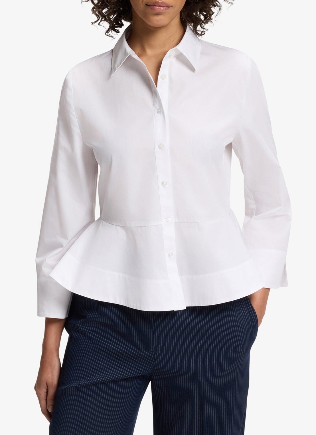 HUGO Blouse met peplum - detail wit