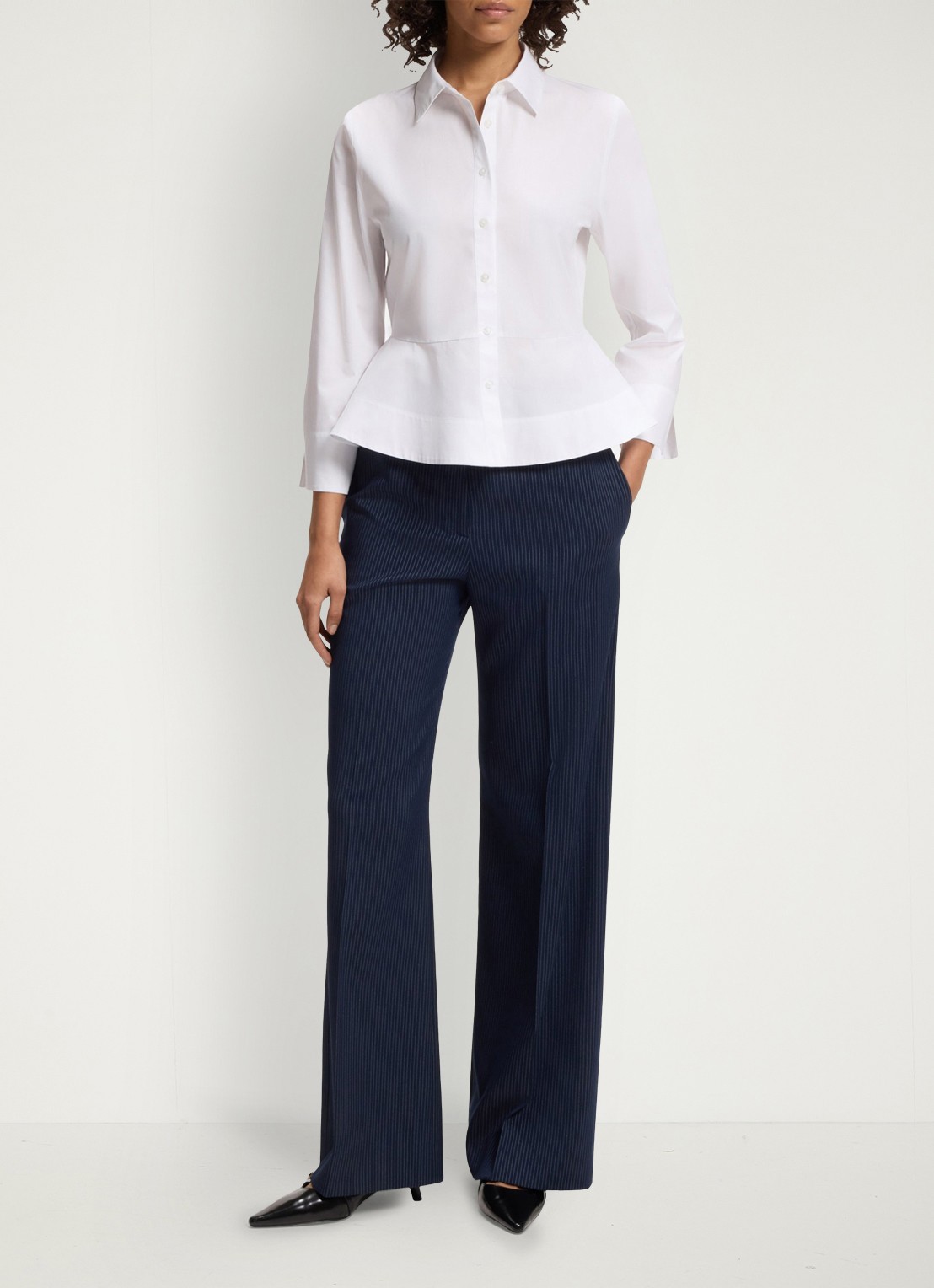 HUGO Blouse met peplum - voorkant 6 wit