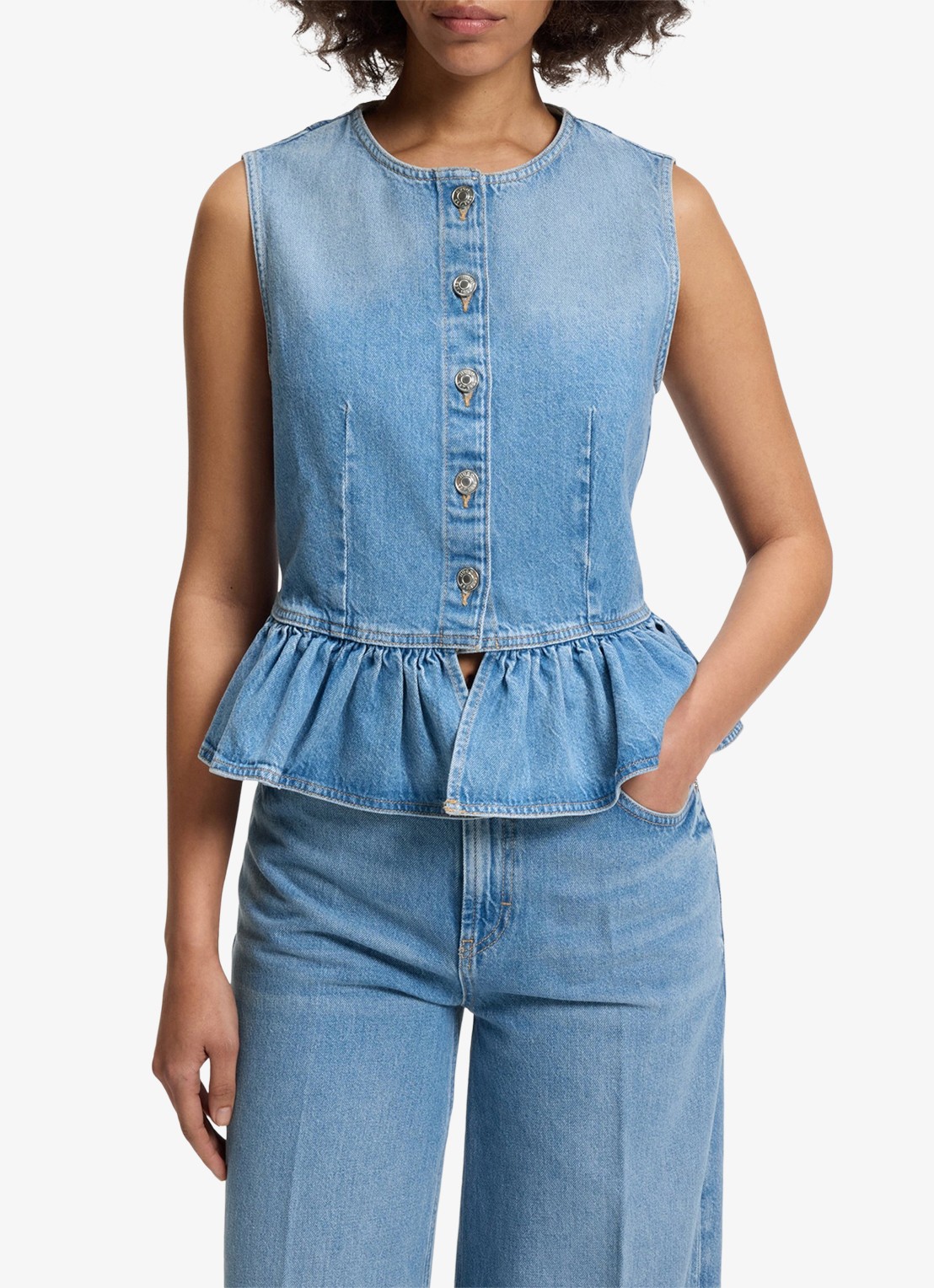 HUGO Blouse met peplum - detail jeans