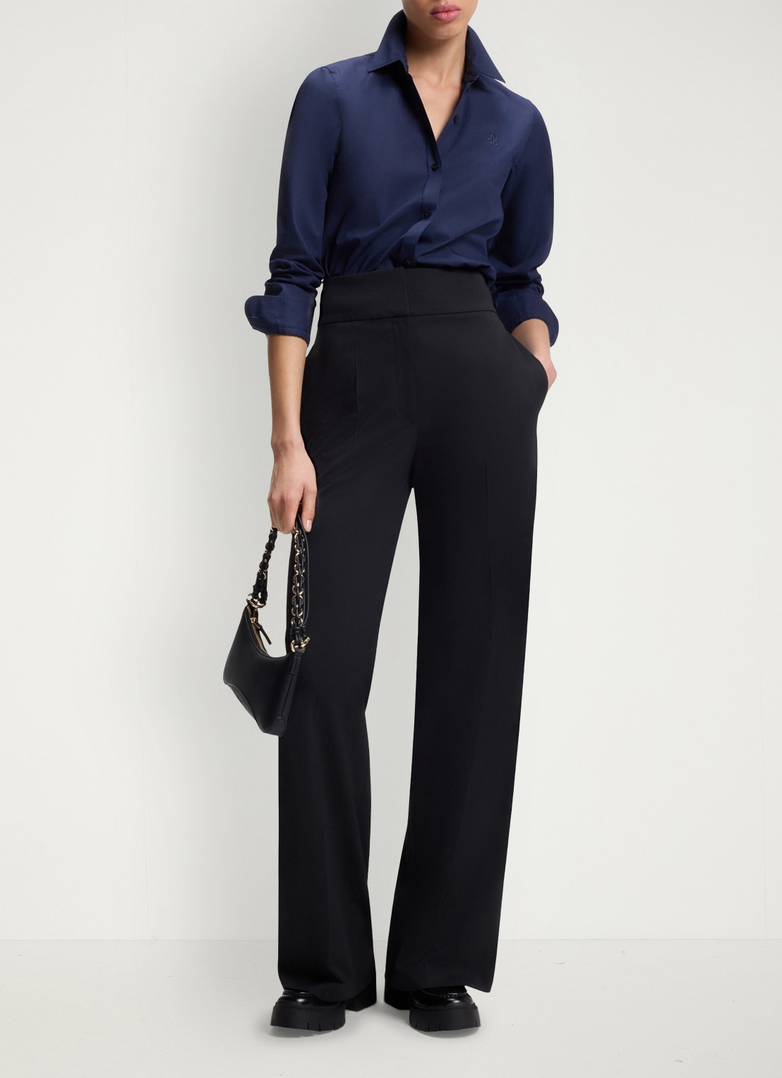 HUGO Blouse van katoen - voorkant 6 donkerblauw