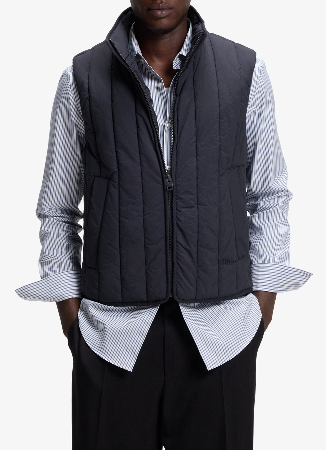 HUGO Bodywarmer met steekzakken - detail 3 blauw