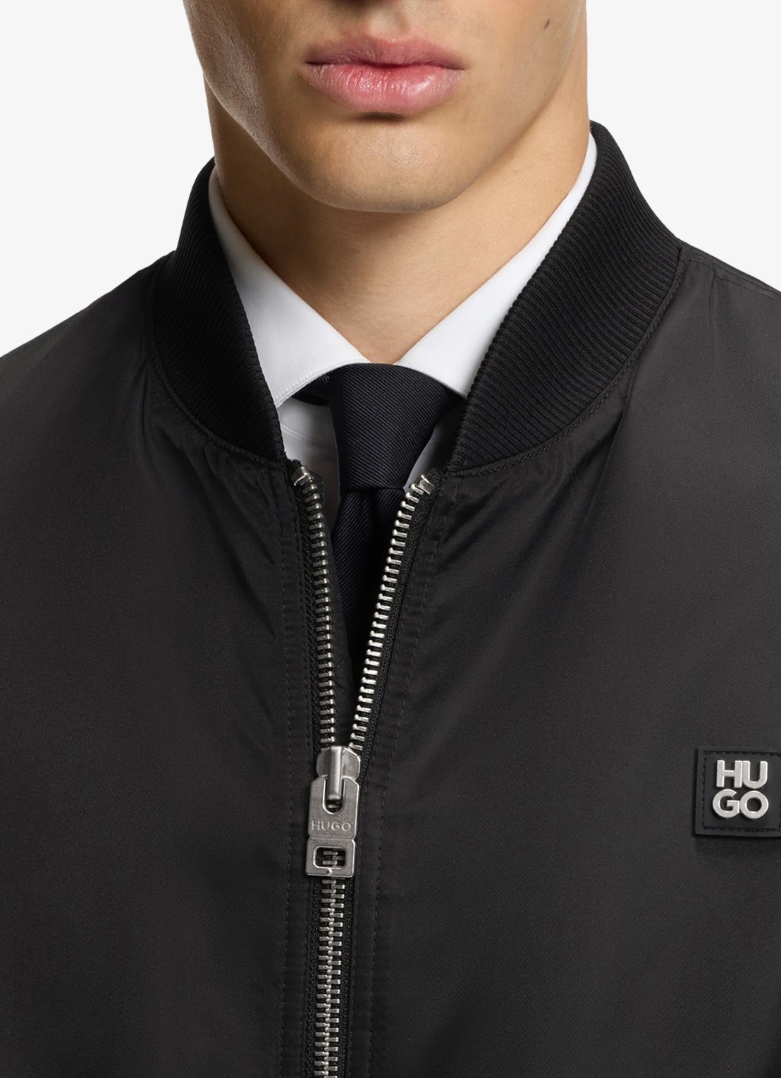 HUGO Bomberjack met logo - detail 4 zwart