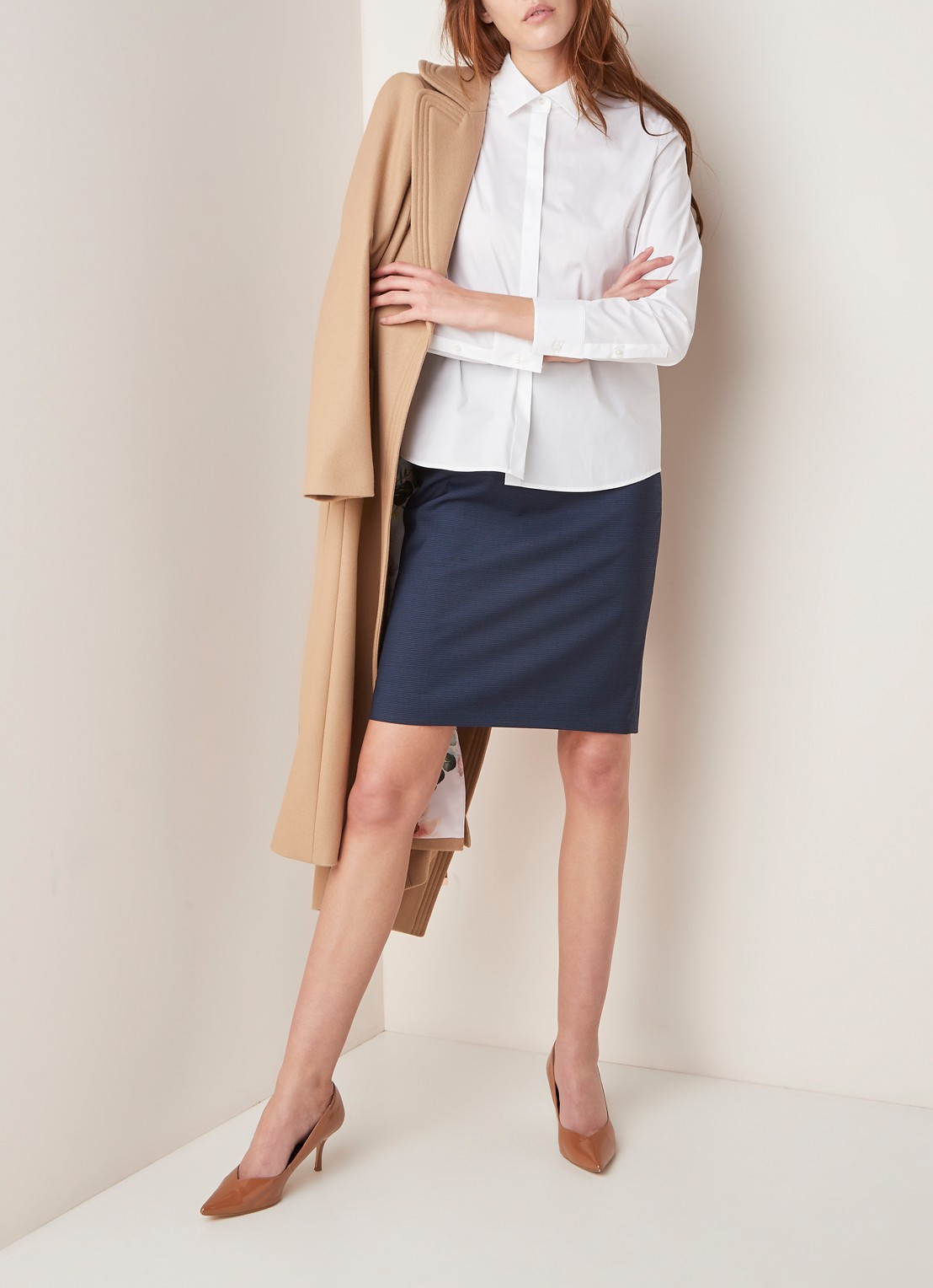 HUGO BOSS Bane blouse van katoen - voorkant 4 wit