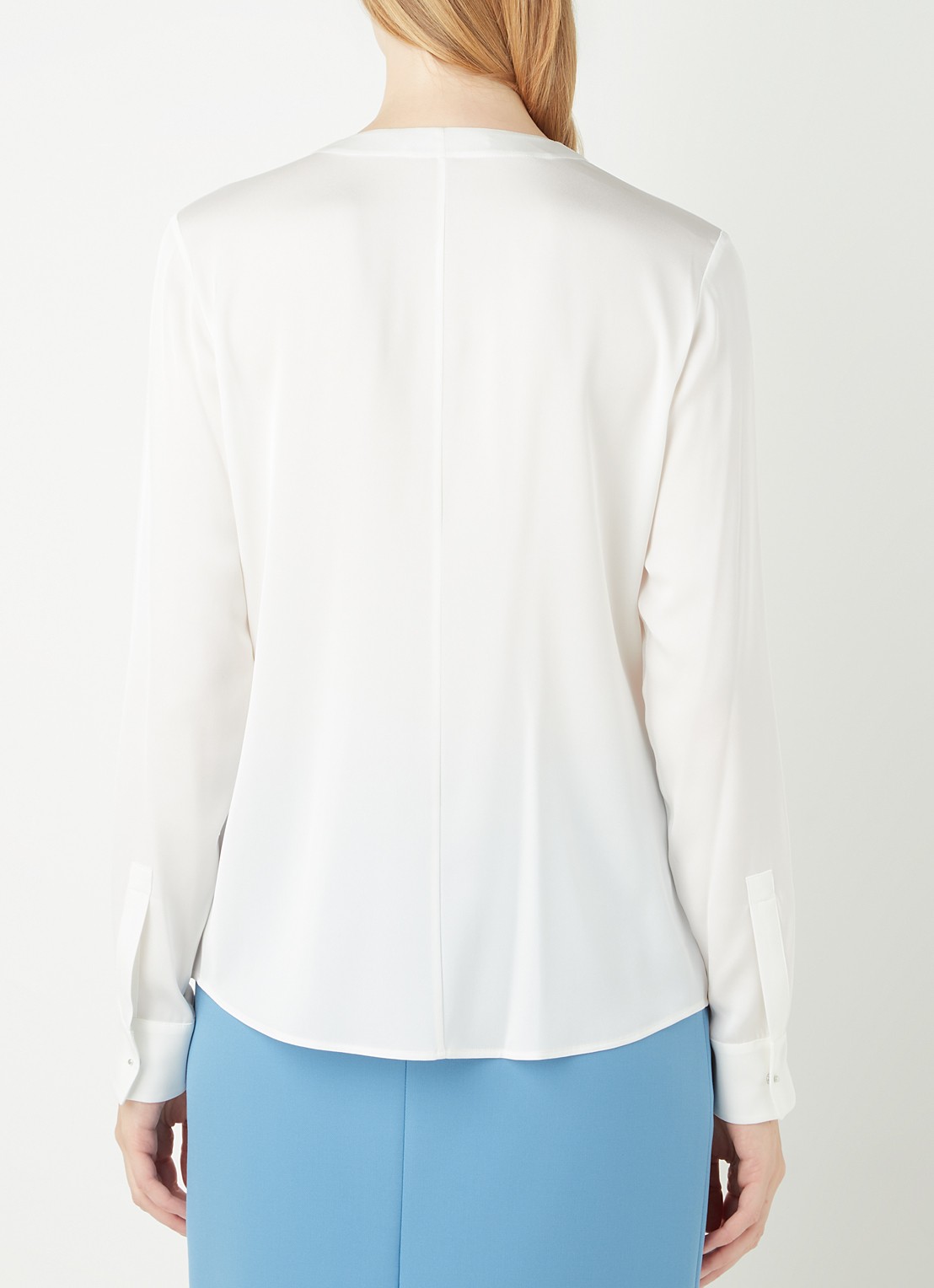 HUGO BOSS Banora blouse van zijde met plooidetail - achterkant 4 gebroken wit