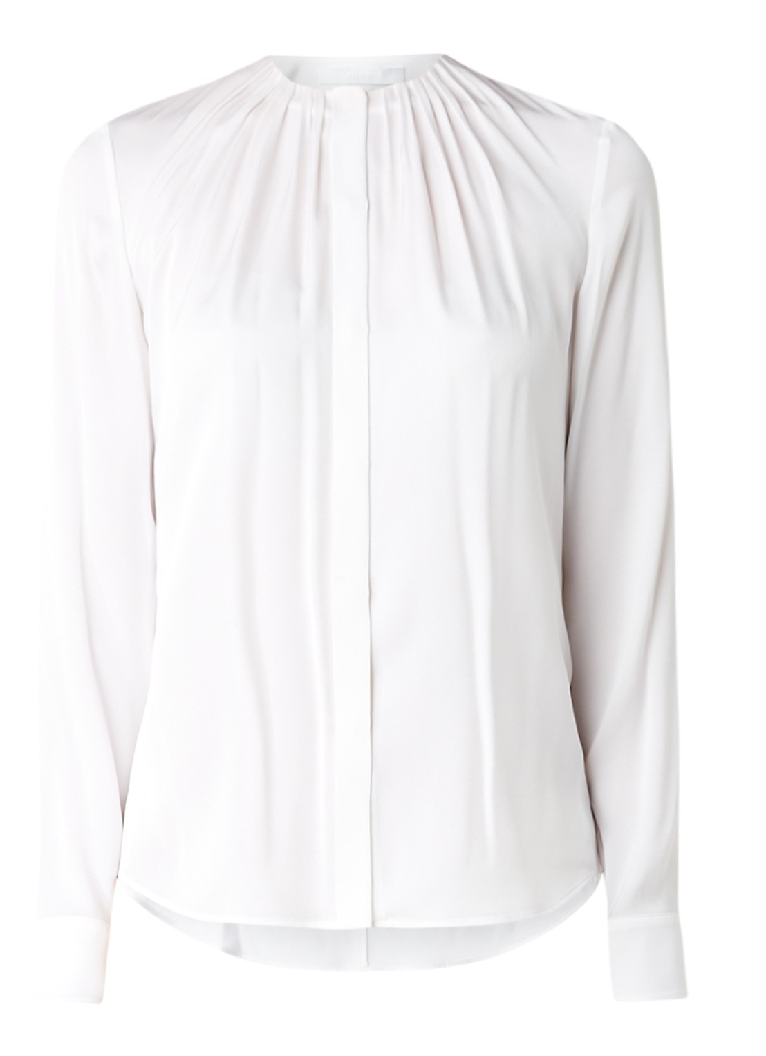 HUGO BOSS Banora blouse van zijde met plooien - voorkant 2 wit