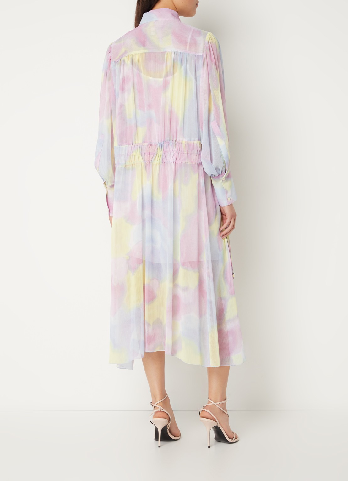 HUGO BOSS Dileola midi blousejurk met tie-dye dessin - achterkant 4 lila