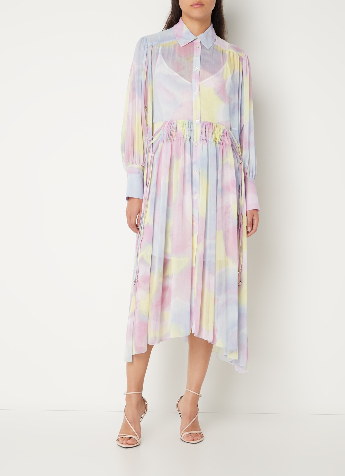 HUGO BOSS Dileola midi blousejurk met tie-dye dessin - detail 3 lila