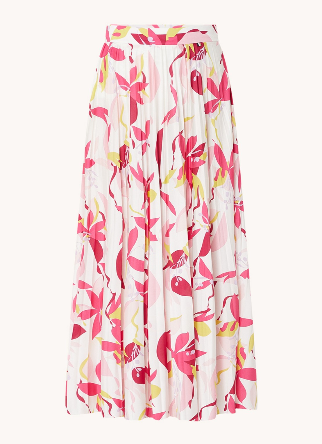 HUGO BOSS Erikes midirok met bloemenprint en plissé - voorkant roze