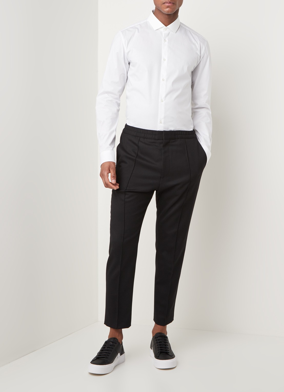 HUGO BOSS Erondo Extra slim fit overhemd met stretch - voorkant 3 wit