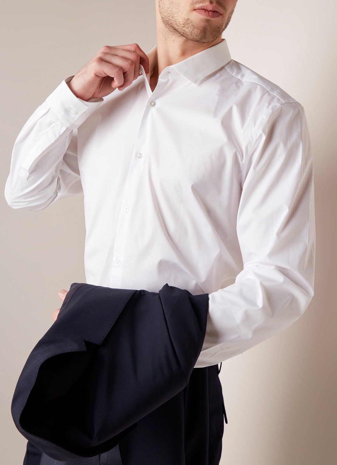 HUGO BOSS Erondo Extra slim fit overhemd met stretch - detail 2 wit