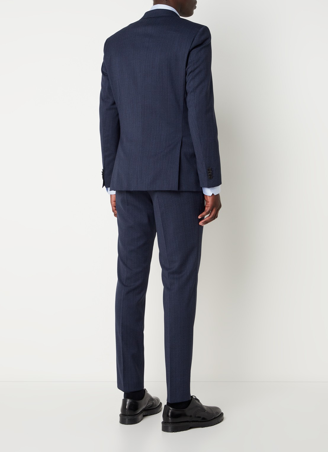HUGO BOSS H-Huge slim fit 3-delig pak van wol met klepzakken  - achterkant 8 donkerblauw