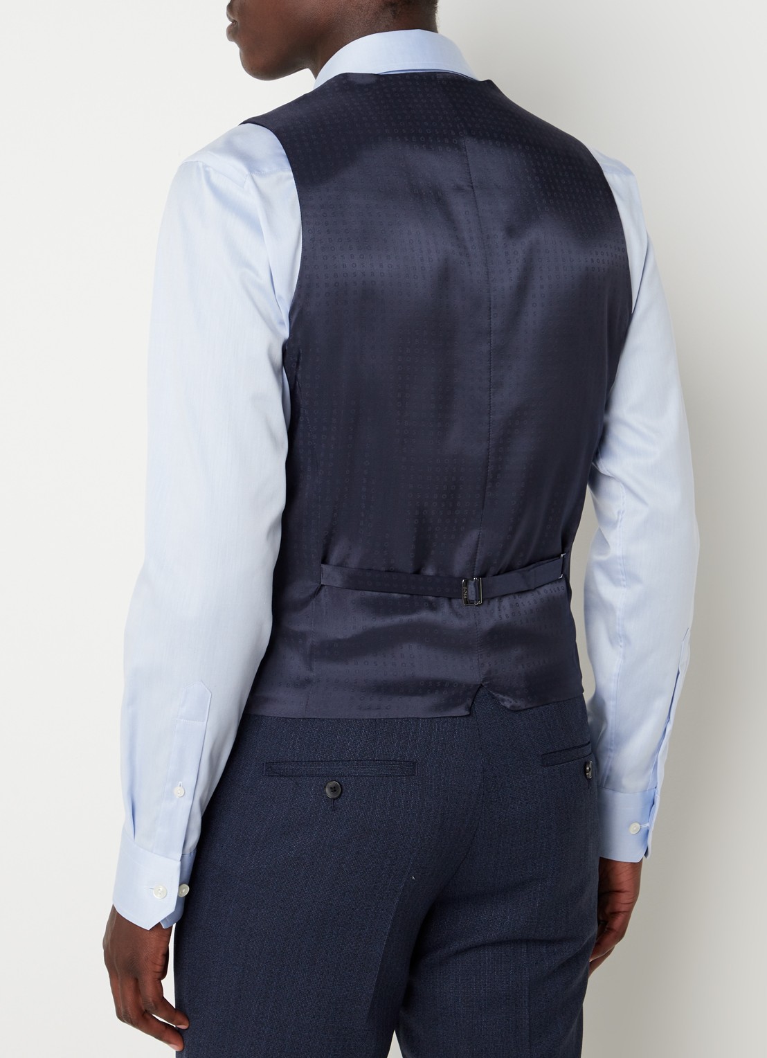 HUGO BOSS H-Huge slim fit 3-delig pak van wol met klepzakken  - detail 4 donkerblauw