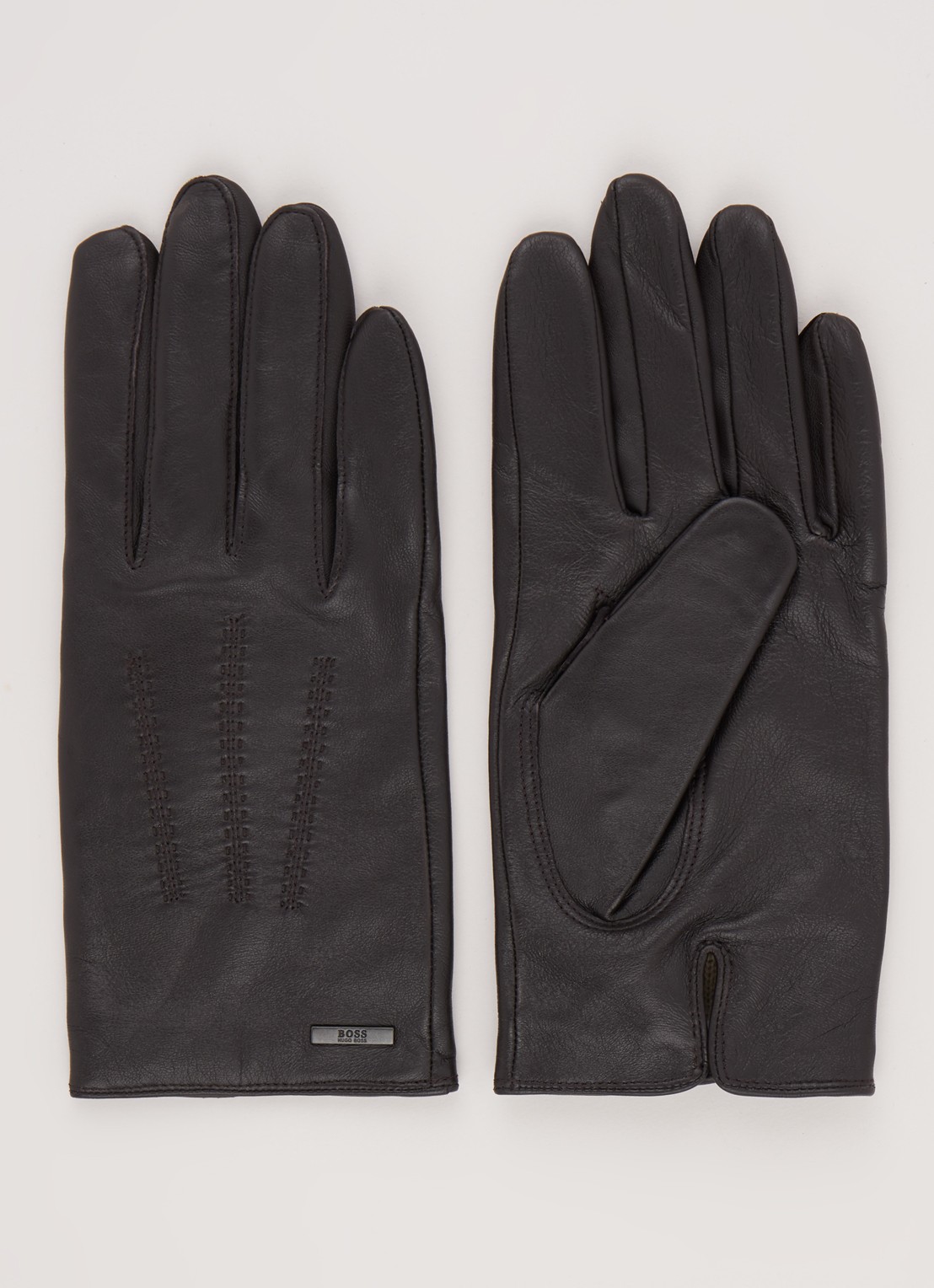 HUGO BOSS Hainz handschoenen van lamsleer - voorkant 2 donkerbruin