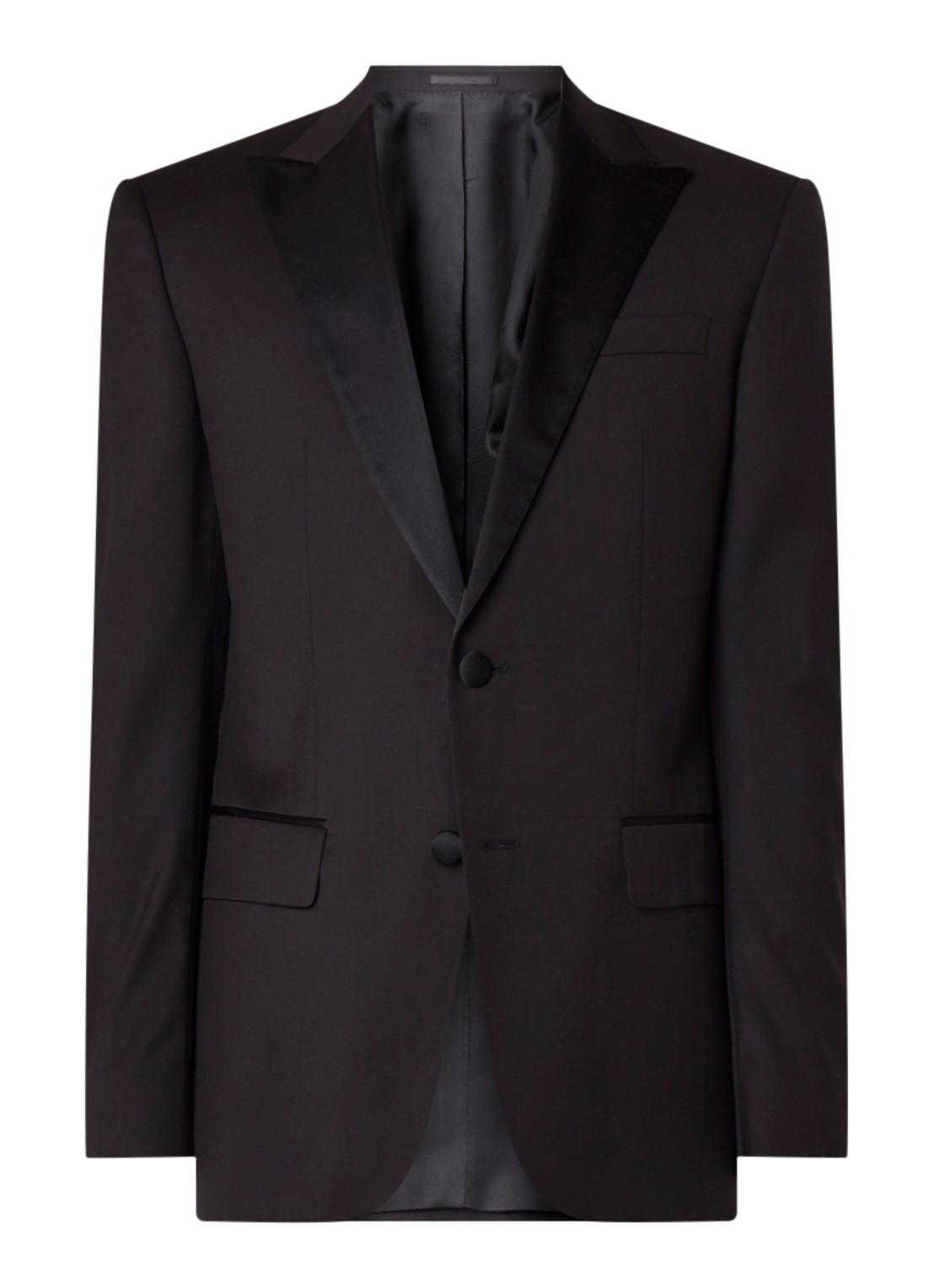 HUGO BOSS Halwod regular fit colbert met revers van satijn - voorkant 4 zwart