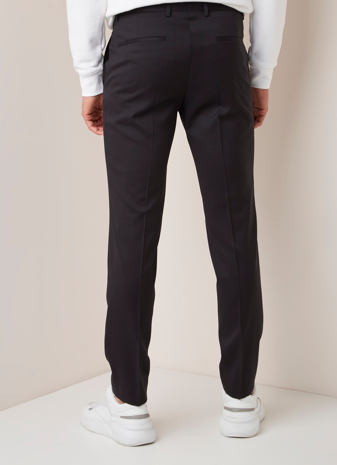HUGO BOSS Henford slim fit pantalon met persplooi - achterkant 3 zwart