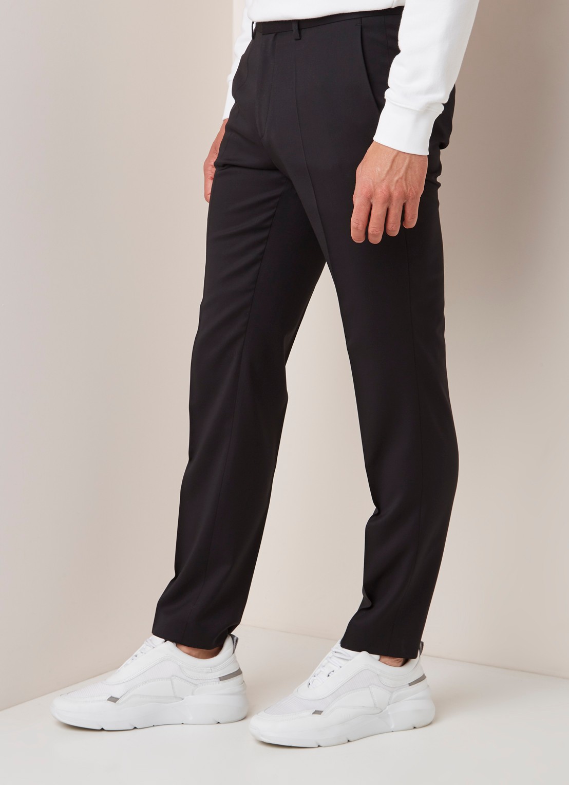 HUGO BOSS Henford slim fit pantalon met persplooi - detail 4 zwart