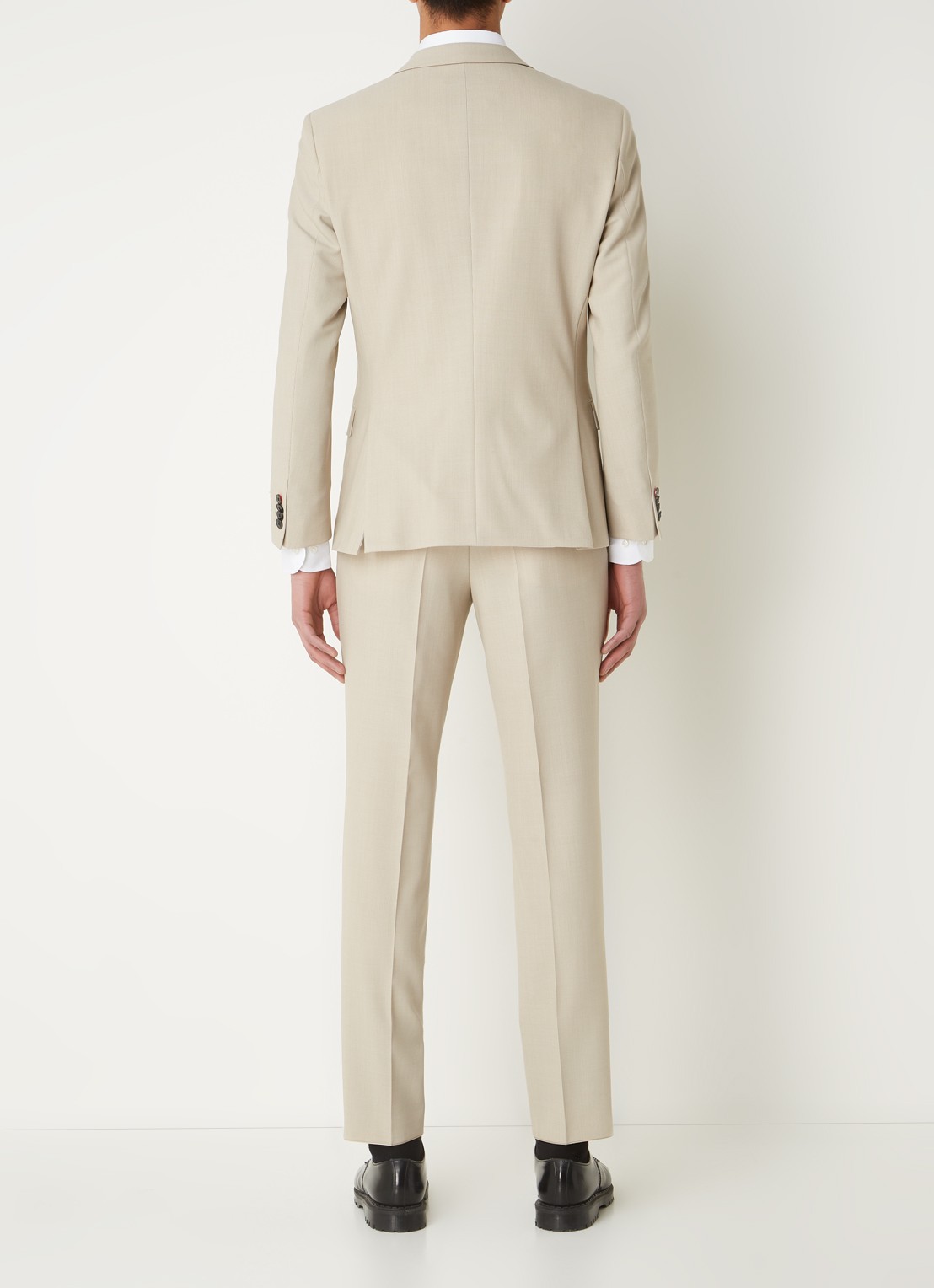 HUGO BOSS Henry slim fit 3-delig pak in scheerwolblend - achterkant 4 beige