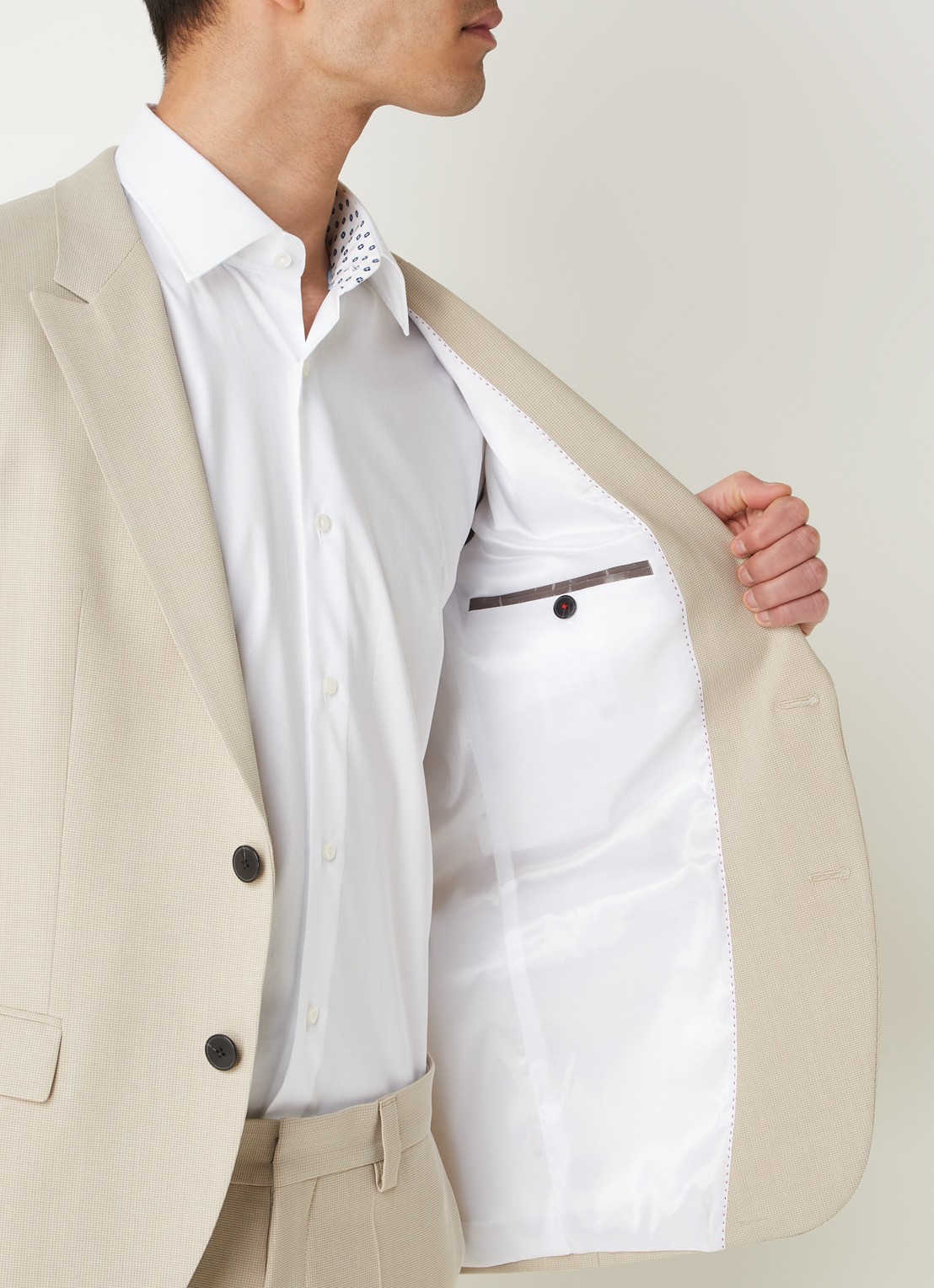 HUGO BOSS Henry slim fit 3-delig pak in scheerwolblend - detail 8 beige