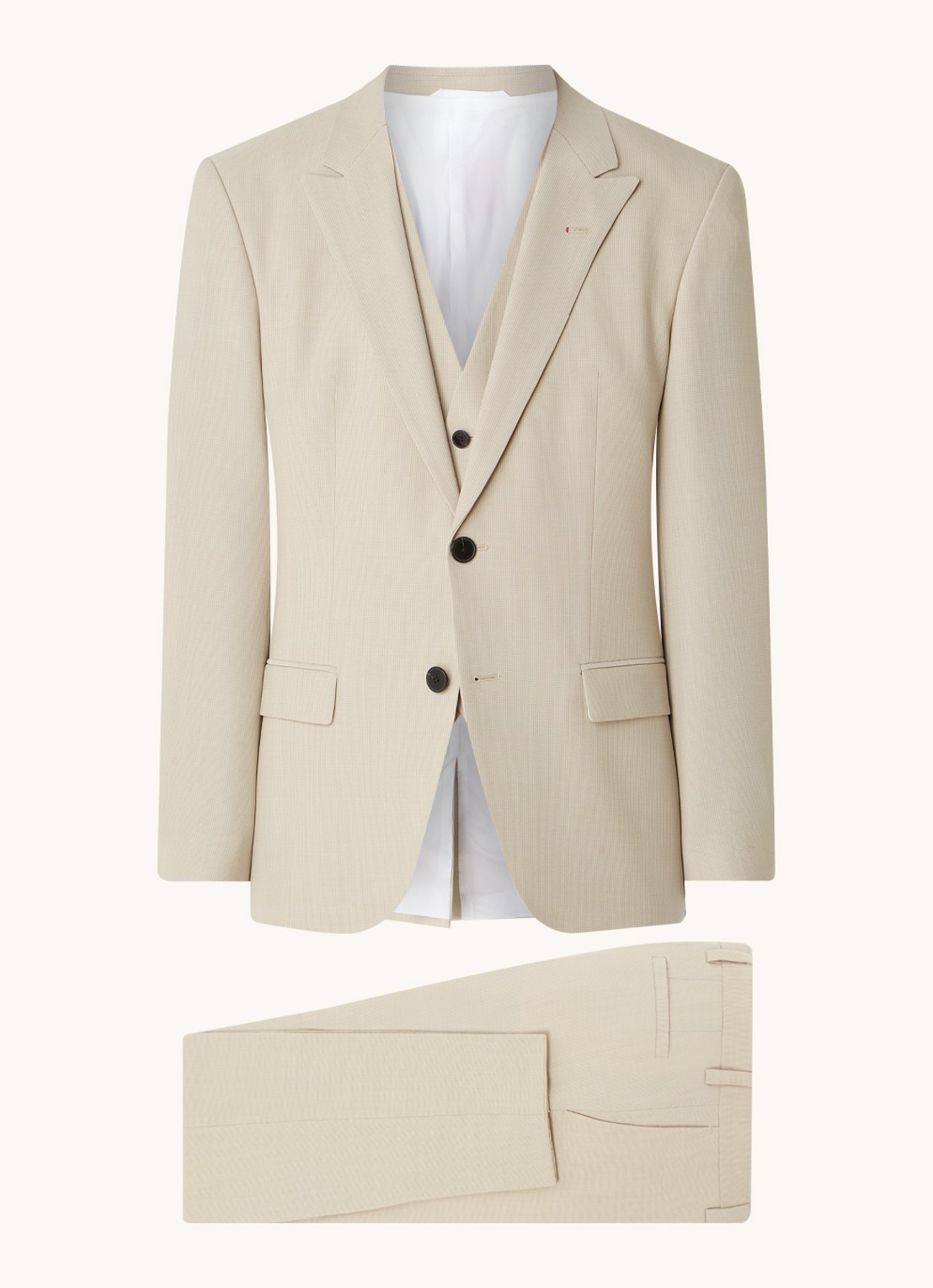 HUGO BOSS Henry slim fit 3-delig pak in scheerwolblend - voorkant 3 beige