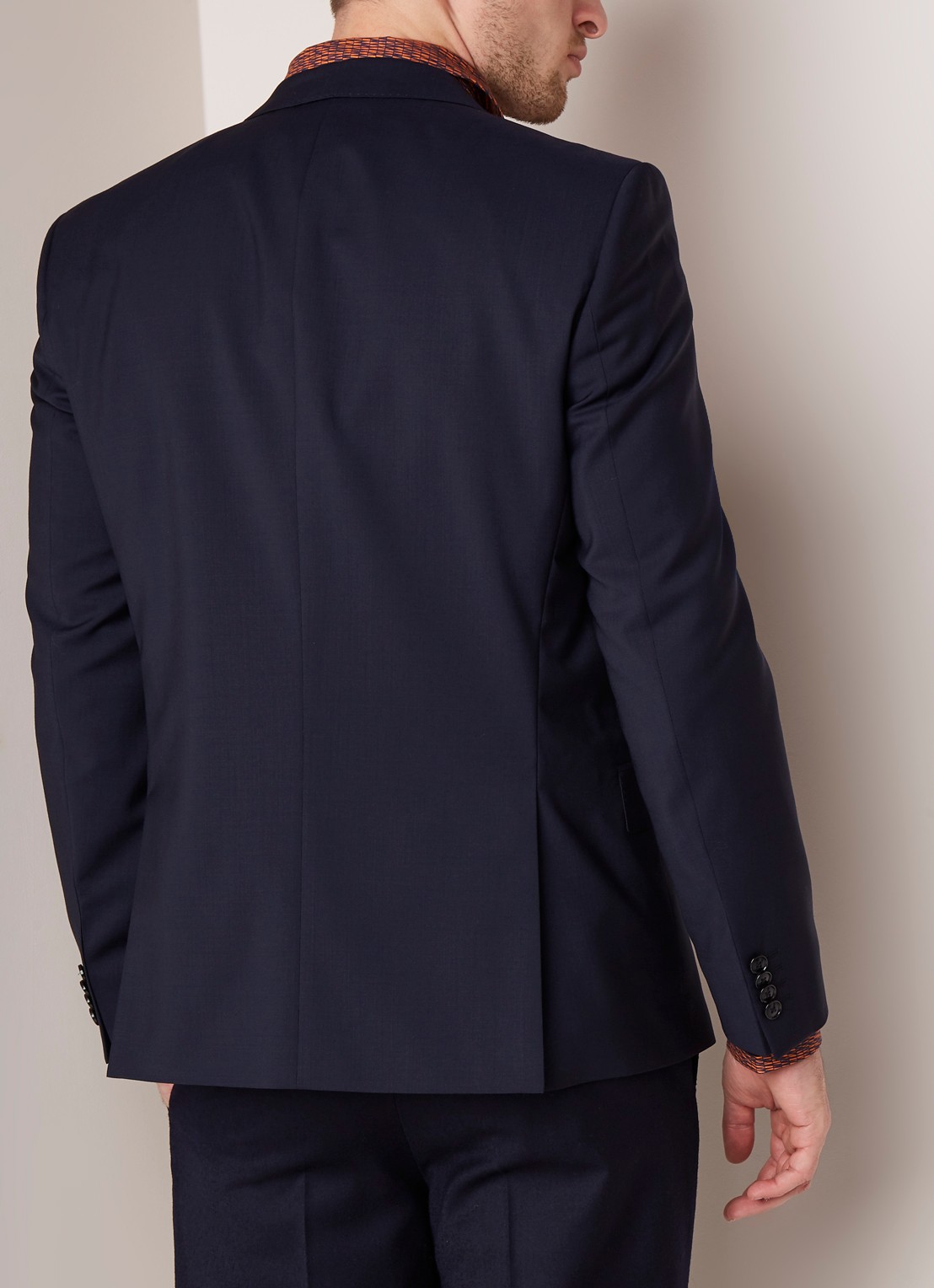 HUGO BOSS Henry slim fit colbert van wol - achterkant donkerblauw