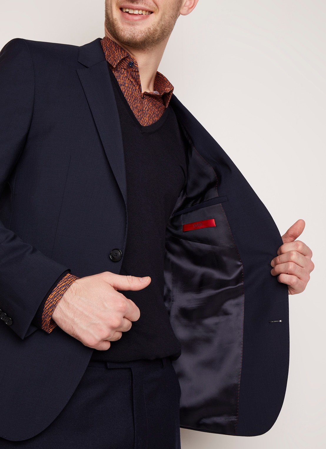HUGO BOSS Henry slim fit colbert van wol - detail 5 donkerblauw