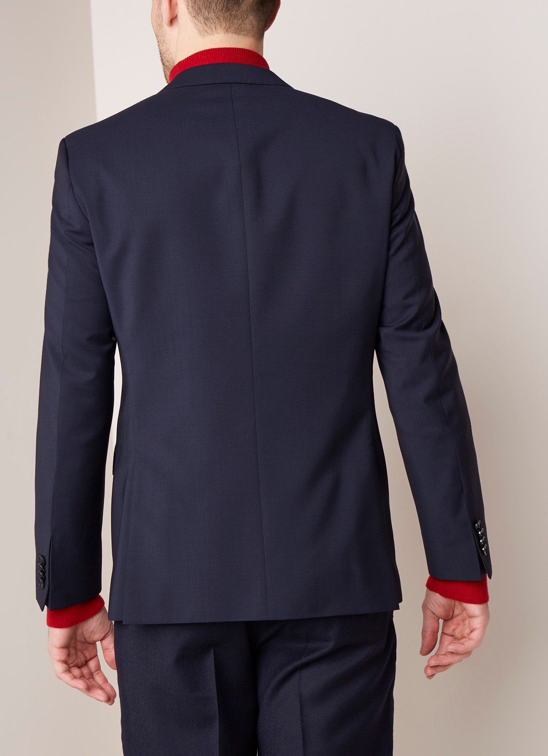 HUGO BOSS Jeffery regular fit colbert van scheerwol - achterkant 5 donkerblauw
